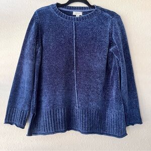 Style and Co Womens‎ Chenille Pullover Blue Knit Sweater Size M